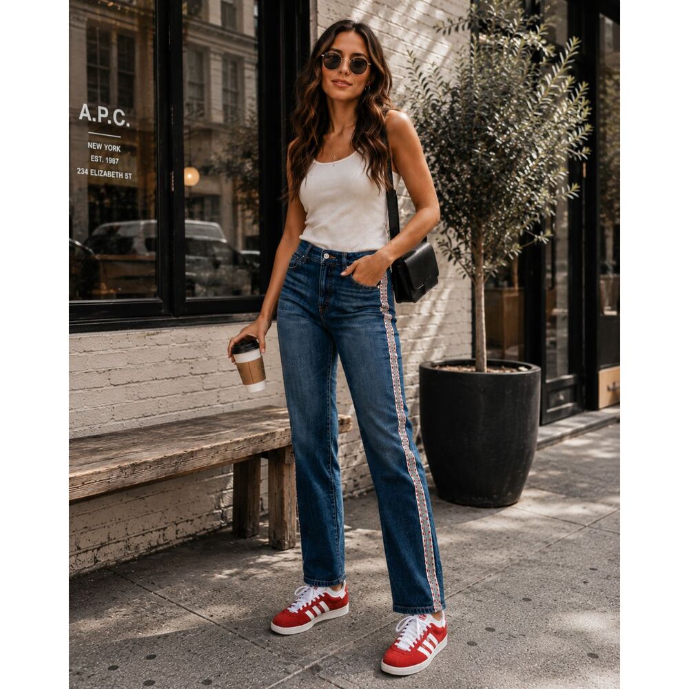 Pilcro The Slim Boyfriend High Rise Side Leg Accent Trim Size 30 Jeans
